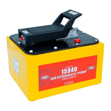 AME International Air-Hydraulic Pump, 10,000 PSI, 2 Quart, Safety Yellow, Steel